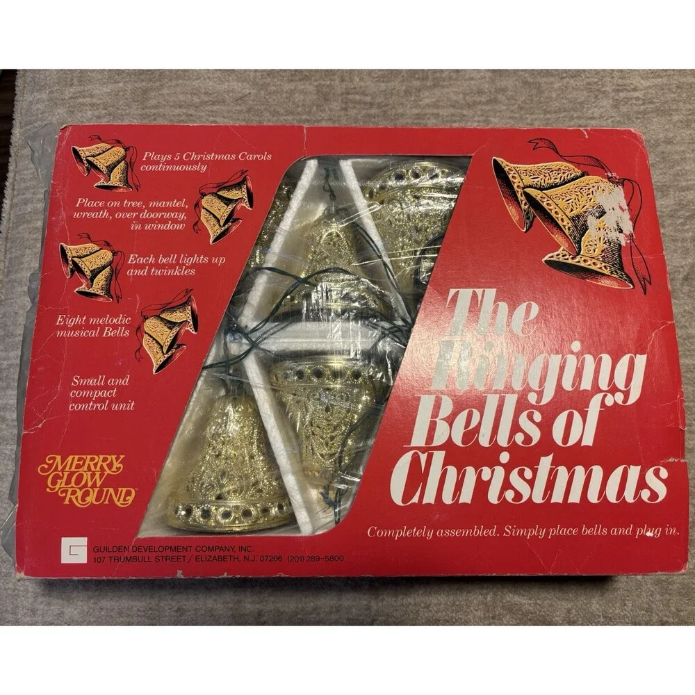 Vintage Merry Glow Round The Ringing Bells of Christmas Musical Lights Working